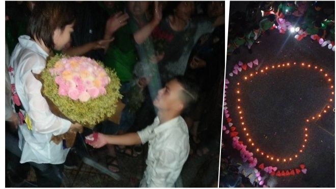 Được '500 anh em' đồng nghiệp giúp sức, tài xế Grabbike tổ chức màn cầu hôn lãng mạn trong mưa