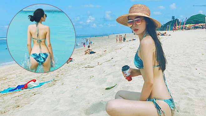 Hoa hậu Kỳ Duyên tự tin khoe thân hình mảnh khảnh với bikini giữa bãi biển Bali