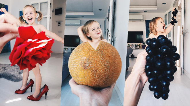 Cô bé 3 tuổi trở thành 'ngôi sao Instagram' nhờ 'diện' váy bằng thức ăn, hoa lá, rau củ