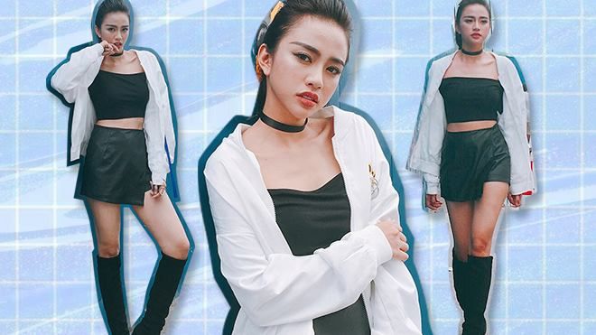 Thiên Nga khoe streetstyle đầy cá tính với hai sắc trắng - đen đối lập