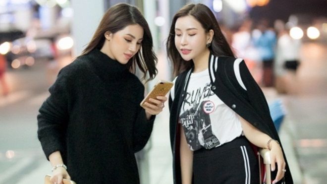 Hoa hậu Lam Cúc, Jolie Nguyễn rạng rỡ hội ngộ tại phi trường