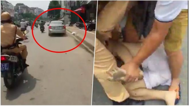 Clip: Người dân hỗ trợ CSGT truy bắt ôtô gây tai nạn như phim hành động ở Hà Nội