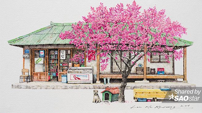 Bộ tranh đáng kinh ngạc của nữ hoạ sĩ dành 20 năm đi khắp Hàn Quốc để… vẽ lại các tiệm tạp hoá