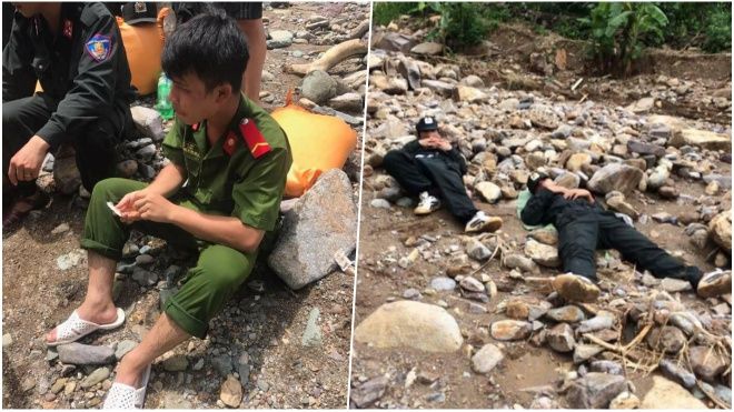 Xúc động hình ảnh những chiến sĩ ăn mì sống, ngủ trên đá trong hành trình vượt rừng giúp đỡ bà con vùng lũ