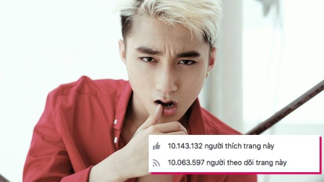 Sơn Tùng M-TP hạnh phúc, ‘thả tim’ khoe fanpage cán mốc 10 triệu người theo dõi