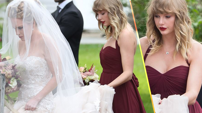 Taylor Swift xinh đẹp làm phù dâu, lần đầu tiên xuất hiện sau nghi vấn mang thai