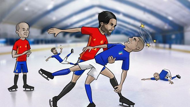 Biếm họa: Isco khiêu vũ trước hàng thủ Italia