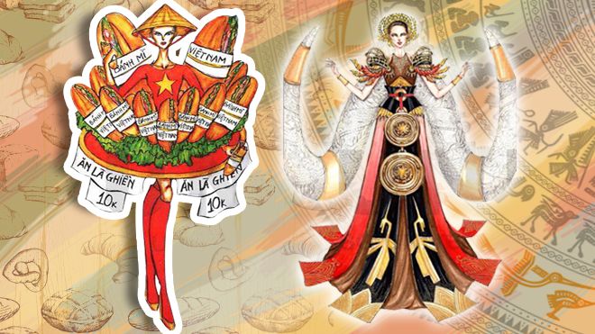 Phát sốt loạt trang phục truyền thống lấy ý tưởng từ bánh mì, ngà voi của Hoa hậu Hoàn vũ Việt Nam