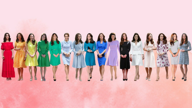 Cả 7 sắc cầu vồng bỗng chốc thu bé lại vừa bằng một kho trang phục của Công nương Kate Middleton