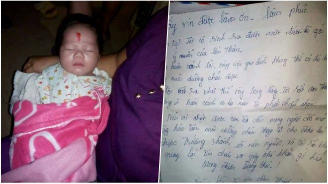 Mẹ bỏ rơi con 3 tháng tuổi bên đường kèm dòng cam đoan sẽ không đòi lại con