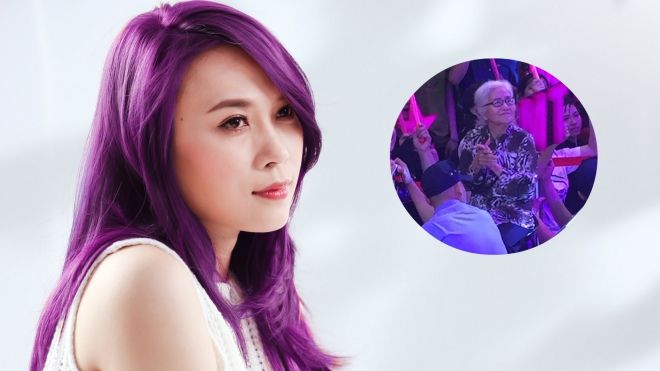 Mỹ Tâm gây xúc động khi nới hàng rào, lấy ghế ngồi chỉ để ‘phục vụ’ cụ bà 74 tuổi
