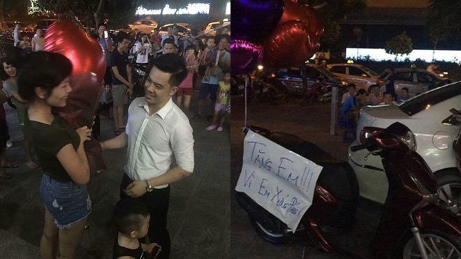 Clip: 'Soái ca' vác xe SH đề dòng chữ 'vì em xứng đáng’ tỏ tình ngay giữa phố