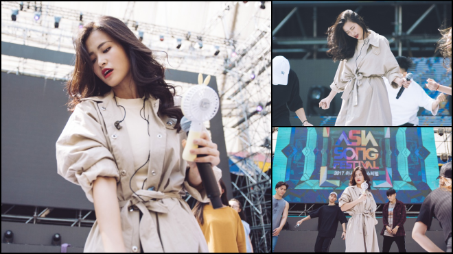 Đông Nhi trang điểm nhẹ vẫn nổi bật trên sân khấu tổng duyệt Asia Song Festival