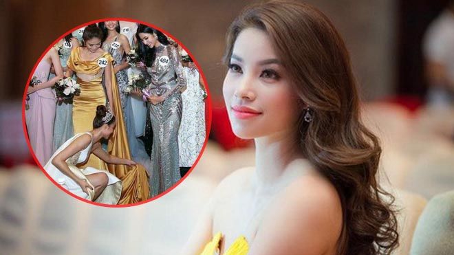 Khoảnh khắc đẹp nhất buổi công bố Top 70 HHHV Việt Nam 2017: Phạm Hương cúi người vén váy giúp Mâu Thuỷ