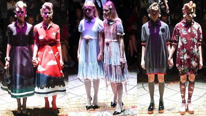 Cặp song sinh tiến thẳng từ phim kinh dị The Shining đến sàn runway PFW