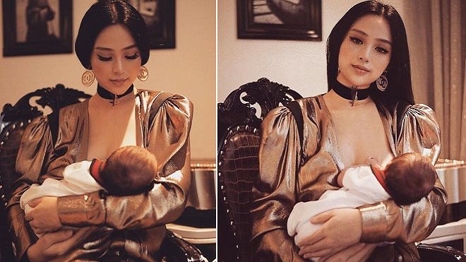 Đẳng cấp Huyền Baby là đây: Cho con bú, nhưng vẫn sang chảnh tuyệt đối!