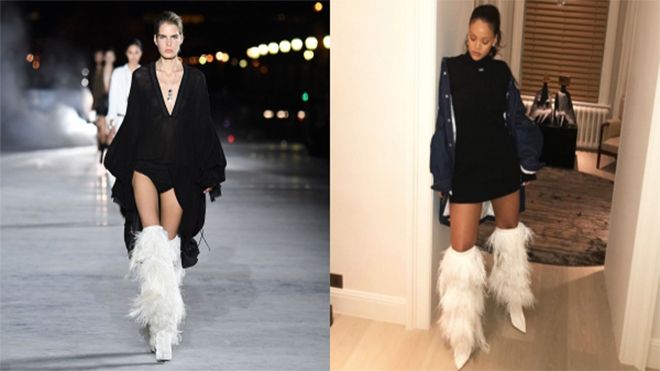 Rihanna 'cực ngầu' khi diện boots lông xa xỉ của Saint Laurent dạo phố