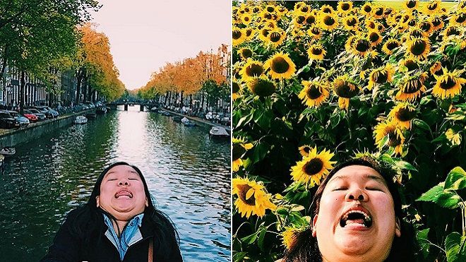 Cô nàng siêu hài hước với loạt ảnh 'Cằm hai ngấn đi khắp thế gian'