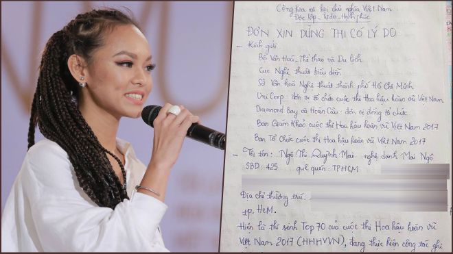 HOT: Mai Ngô tiết lộ lý do bỏ thi Hoa hậu Hoàn vũ Việt Nam 2017 trong bức thư gửi Bộ VH-TT&DL