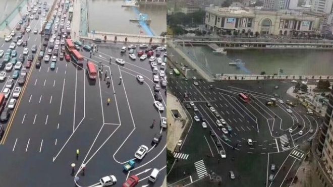 Ngã tư chằng chịt vạch kẻ đường như ma trận khiến dân Trung Quốc 'chết lặng'