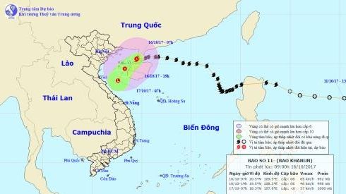 Bão số 11 sẽ suy yếu thành áp thấp nhiệt đới
