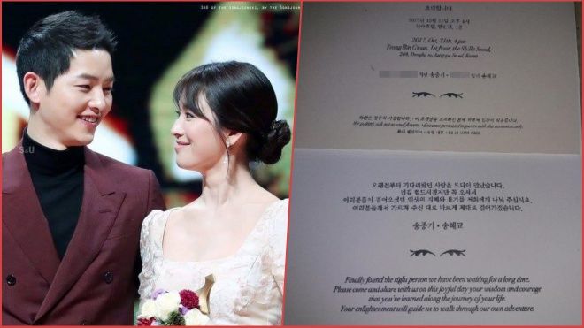 Hôn lễ cận kề, Song Joong Ki và Song Hye Kyo bất ngờ để lộ nội dung thiệp cưới