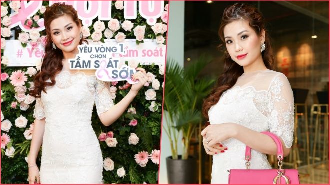 'Bà mẹ một con' Diễm Trang diện váy trắng thanh lịch, thu hút mọi ánh nhìn