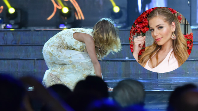 Thí sinh Costa Rica, Puerto Rico té ngã ngay trên sân khấu bán kết Miss Grand International 2017