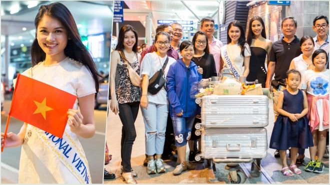 Á hậu Thùy Dung hạnh phúc bên gia đình trước giờ lên đường tham dự Miss International 2017
