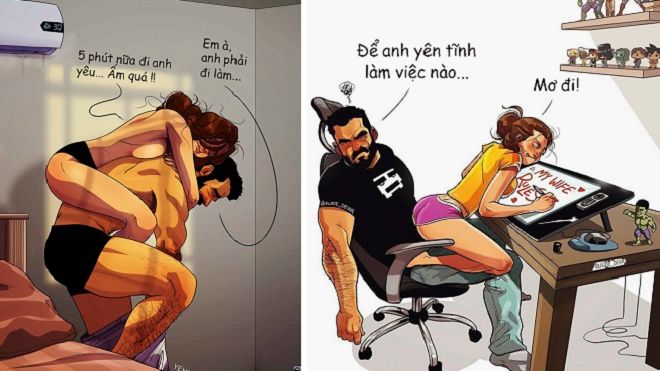 Vẽ lại cuộc sống siêu 'lầy lội' với vợ, nam họa sĩ trở nên nổi tiếng Instagram