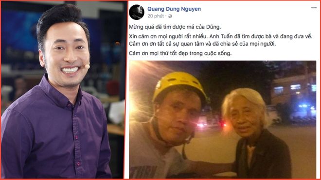Đạo diễn Nguyễn Quang Dũng thông báo đã tìm được mẹ sau gần một ngày đi lạc