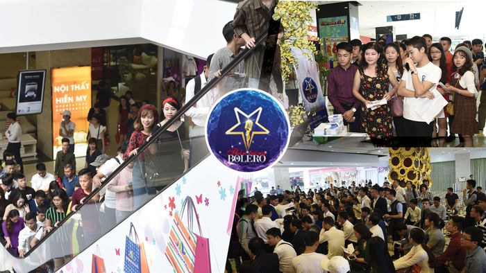 Ngày đầu tuyển sinh Thần tượng Bolero tại Hà Nội: Thí sinh đứng đông nghịt 2 tầng TT thương mại