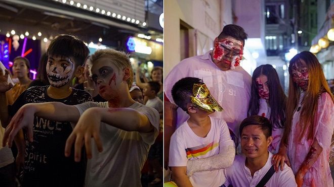 Nhiều 'thây ma' đổ ra đường chơi Halloween, phố đi bộ ở Sài Gòn kẹt cứng