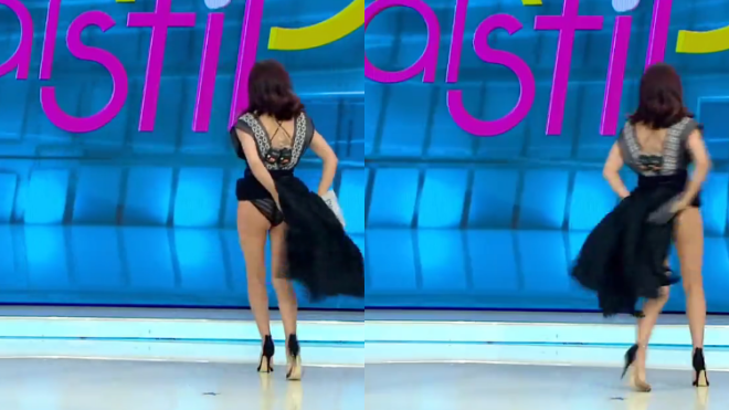 Tưởng có nhện, nữ MC… lật váy kiểm tra ngay trên sóng truyền hình