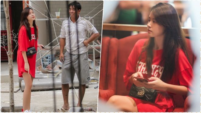 Midu xuất hiện lẻ loi tại khu vui chơi giải trí giữa những ồn ào 