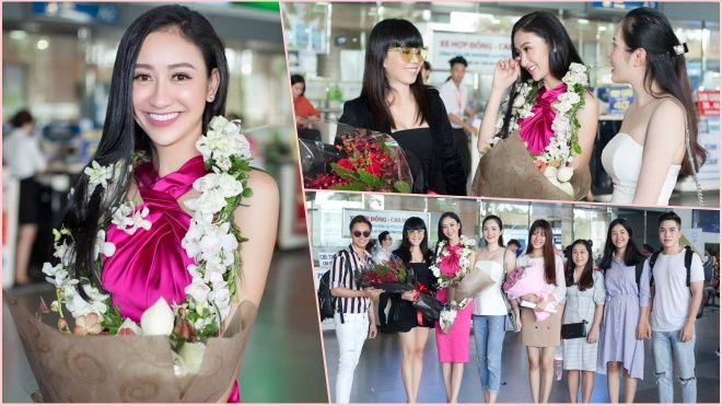 Á hậu Hà Thu rạng rỡ ngày trở về nước