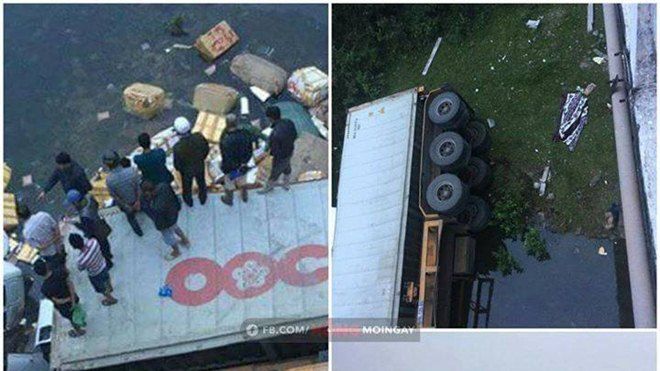 Container mất lái húc đổ lan can cầu lao xuống sông, một người tử vong