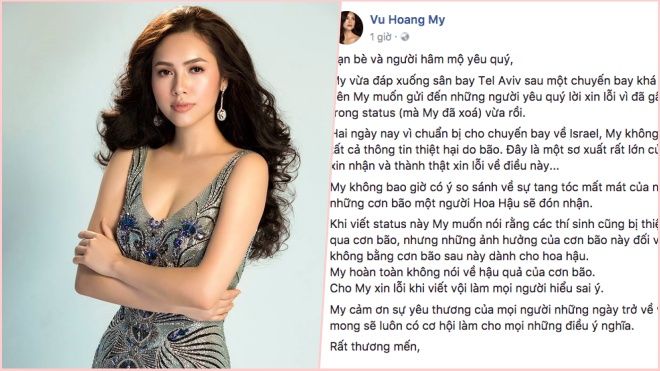 Hoàng My xin lỗi sau phát ngôn bão số 12 chẳng nhằm gì với những cơn bão cho đương kim hoa hậu