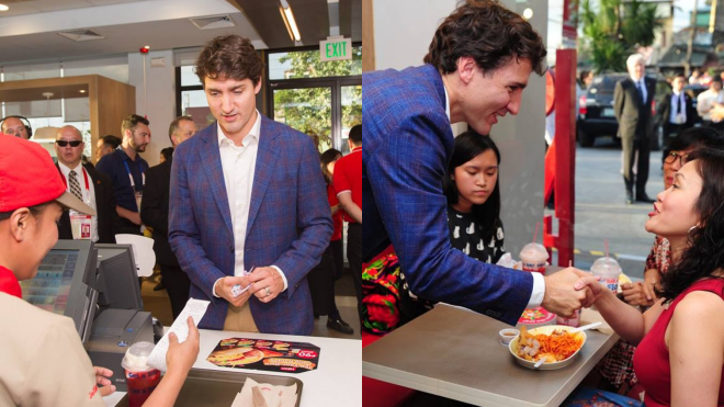 Đến Philippines, Thủ tướng Canada điển trai lại gây 'bão' khi đi mua gà rán