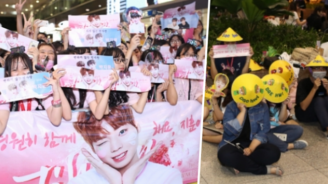 Fan đội nón lá, phủ kín sân bay Tân Sơn Nhất chờ đón Wanna One