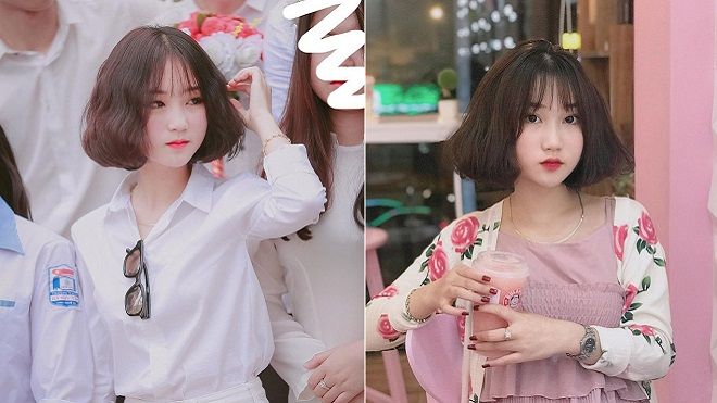 Nữ sinh xứ Nghệ 'mặt tròn xoe' xinh như búp bê trong bức ảnh kỷ yếu