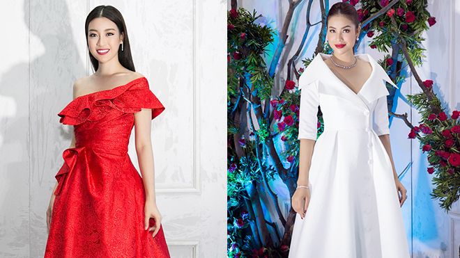 Đỗ Mỹ Linh nóng bỏng sắc đỏ, đối lập Phạm Hương nhẹ nhàng gam trắng