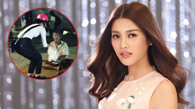 Mỹ Duyên giản dị đi xe máy cùng fan phát quà cho người già neo đơn