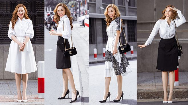Chán váy áo cắt xẻ gợi cảm, Quỳnh Thư hoá 'quý cô công sở' xuống phố