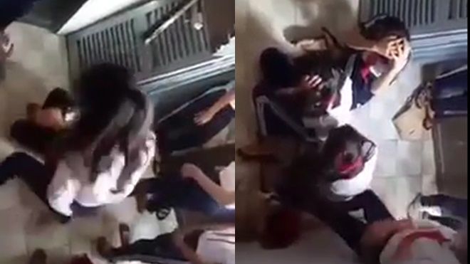 Xôn xao clip nữ sinh THCS bị đánh dã man