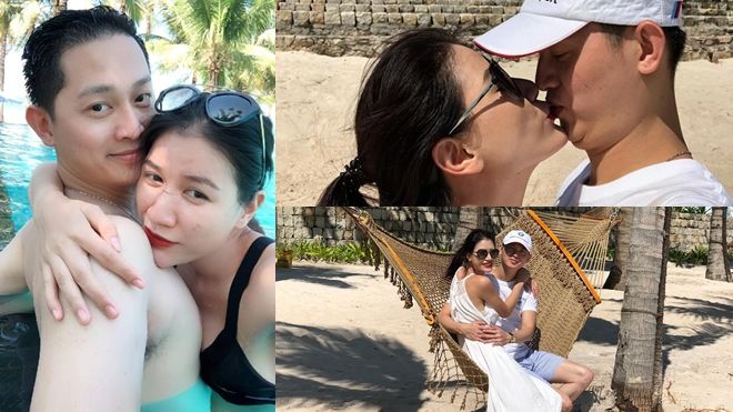 Trang Trần hạnh phúc, thoải mái thể hiện tình cảm với chồng khi đi du lịch