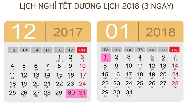 Người lao động nghỉ mấy ngày trong dịp Tết Dương lịch 2018?