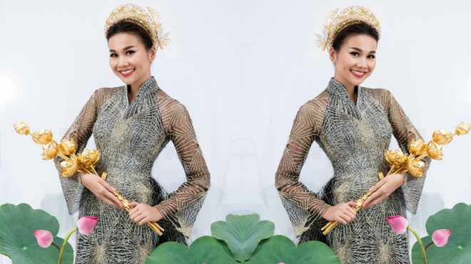 'Mẹ chồng' Thanh Hằng diện áo yếm, nâng niu bó hoa sen vàng gần 3 tỷ đồng