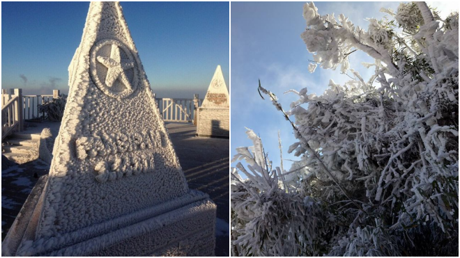 Nhiệt độ giảm sâu xuống còn hơn 1 độ C, thị trấn Sa Pa xuất hiện sương muối