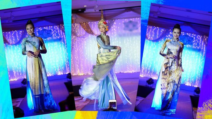 'Bà trùm chân dài' Hạ Vy để tóc tomboy diện áo dài gấm trình diễn trên đất Thái